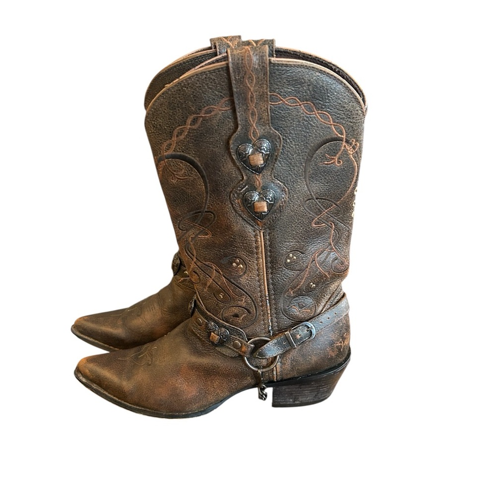 Durango Women’s Heartbreaker Boots embroidery metals heats brown cowgirl 8